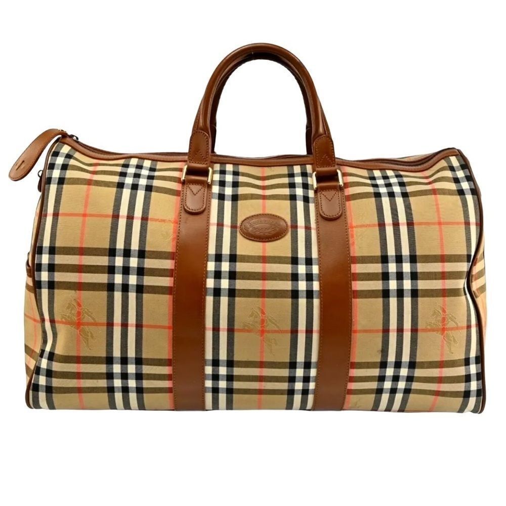 BURBERRY NOVA CHECK Canvas Leather Travel Bag 50cm